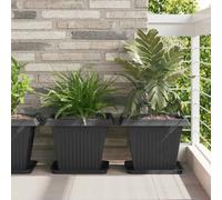 vidaXL Square Flower Pot 24 pcs Black 38 x 38 x 30 cm Plastic