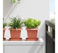 vidaXL Square Flower Pot 24 pcs Brick Red 16 x 16 x 14 cm Plastic