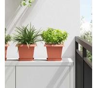 vidaXL Square Flower Pot 24 pcs Brick Red 20 x 20 x 16 cm Plastic