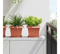 vidaXL Square Flower Pot 24 pcs Brick Red 23 x 23 x 17.5 cm Plastic