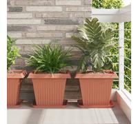 vidaXL Square Flower Pot 24 pcs Brick Red 38 x 38 x 30 cm Plastic