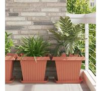vidaXL Square Flower Pot 24 pcs Brick Red 43 x 43 x 33.5 cm Plastic