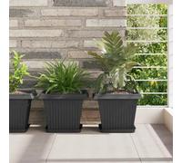vidaXL Square Flower Pot 6 pcs Black 28.5 x 28.5 x 22 cm Plastic