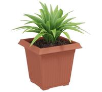 vidaXL Square Flower Pot 6 pcs Brick Red 16 x 16 x 14 cm Plastic, Balcony, Square, Modern, Durable, LightWeight, Ideal Solutions for Your Outdoor Space, Customizable and Versatile Options