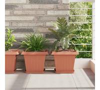 vidaXL Square Flower Pot 6 pcs Brick Red 28.5 x 28.5 x 22 cm Plastic
