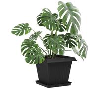 vidaXL Square Flower Tray, Pack of 6, Black, 36 x 36 x 2.5 cm, Stylish Square Flower Pot, Lightweight Outdoor Container, Modern Balcony, Practical Flower Display, Easy to Clean