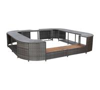 vidaXL Square Spa Surround Grey Poly Rattan Chic Outdoor Hot Tub Enclosures