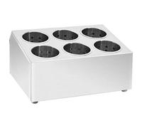 vidaXL Square Stainless Steel Cutlery Holder with Removable Inserts - 6 Grids Knife and Utensil Organiser for Home, Restaurant, Hotel