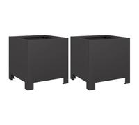 vidaXL Garden Planters Patio Flower Pot Outdoor Planter Box 2 pcs Black Steel