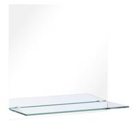 vidaXL Square Wall-Mounted Dresser Mirror with Shelf 60x60 cm - Tempered Glass, Contemporary Design, Silver