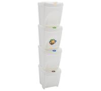 vidaXL Stackable Garbage Bin Boxes 4 pcs White 100 L Polypropylene