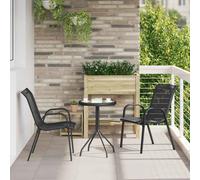 vidaXL Stackable Garden Chairs 2 pcs Black Textilene Fabric