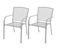 vidaXL 2x Outdoor Stacking Dining Chairs - Steel Mesh, Anthracite (42705)