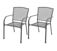 vidaXL Stackable Garden Chairs 2 pcs Steel Grey, Grey