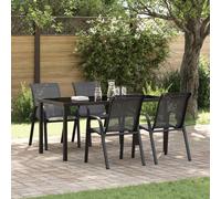vidaXL Stackable Garden Chairs 4 pcs Black Textilene Fabric