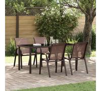 (brown, 4) vidaXL Stackable Garden Chairs Outdoor Chairs Dining Chair Textilene Fabric