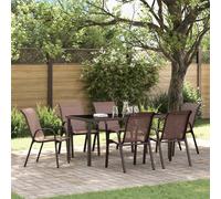 vidaXL Stackable Garden Chairs 6 pcs Brown Textilene Fabric
