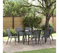 vidaXL Stackable Garden Chairs 6 pcs Grey Textilene Fabric