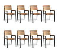 vidaXL Stackable Garden Chairs Armchair 8 pcs Solid Wood Acacia and Metal