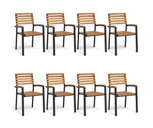 vidaXL Stackable Garden Chairs Armchair 8 pcs Solid Wood Acacia and Metal