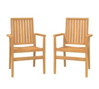 vidaXL Stackable Garden Chairs Outdoor Chair Armchair 2 pcs Solid Wood Teak