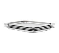 vidaXL Stackable Gastronorm Containers 4 pcs GN 1/1 20 mm, Universal Stainless Steel Food Pans, Efficient for Professional Kitchens, Restaurants, Hotels, Parties - Silver