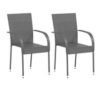 vidaXL Stackable Outdoor Chairs 2 pcs Poly Rattan Black