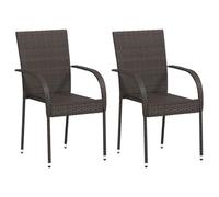 Vidaxl Stackable Outdoor Chairs 2 Pcs Poly Rattan Brown