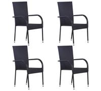 vidaXL 4x Stackable Outdoor Chairs Poly Rattan Black Patio Garden Dining Seats