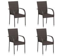 vidaXL Stackable Outdoor Chairs 4 pcs Poly Rattan Brown Durable