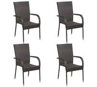 vidaXL Stackable Outdoor Chairs 4 pcs Poly Rattan Brown UK