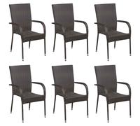 vidaXL Stackable Outdoor Chairs 6 pcs Poly Rattan Brown UK HOT