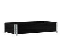 vidaXL Stackable Wooden Garden Planter Outdoor Flower Box - 100 x 50 x 21.5 cm Black Pine Wood with Hinged Galvanised Corners, Foldable Design