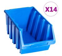 Stacking Storage Bins 14 pcs Blue Plastic 204x340x155mm Organize Small Items