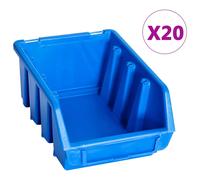 vidaXL Stacking Storage Bins Storage Basket Storage Box 20 pcs Blue Plastic
