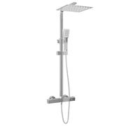 vidaXL Stainless Steel Dual Head Shower Set - Adjustable Rainfall & Handheld Shower, Thermostat, Anti-Scald, Easy-Clean Nozzles