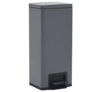 vidaXL Stainless Steel Dustbin with Pedal, Anti-fingerprint, Grey, 30L Capacity, With Removable Inner Bucket and Soft-Closing Feature