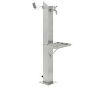 vidaXL Stainless Steel Garden Water Column - Freestanding Outdoor Fresh Water Supply with Faucet & Shelves - 95cm Height - Silver