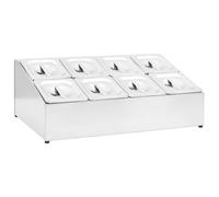 vidaXL Stainless Steel Gastronorm Container Holder with 8 Pans and Lids for Restaurants and Home Kitchens
