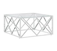 Vidaxl Coffee Table 80X80X40 Cm Stainless Steel And Glass, Silver