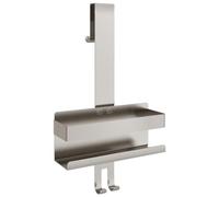 vidaXL Stainless Steel Hanging Shower Caddy - Brushed Silver Bath Shelf, Towel Hooks, Basket Storage, No-Drill, 20kg Capacity