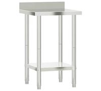 vidaXL - Stainless Steel Kitchen Work Table 55x55x93 cm with Backsplash, Adjustable Feet, Lower Shelf, Ideal for Food Prep in Commercial and Home Kitchens