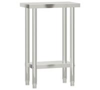 vidaXL Stainless Steel Kitchen Work Table - - Prep Station with Bottom Shelf for Home, Bars & Restaurants, 55x30x85 cm