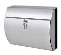 vidaXL Stainless Steel Mailbox - Modern Silver Postbox with Lock and Newspaper Holder, Outdoor Letter Box, 37.5x13x31 cm, Wall Mountable, Includes Mounting Accessories