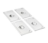 vidaXL - Stainless Steel Pan Lids GN 1/3 - Set of 4 Silver - 325x176mm - Durable and Scratch-Free - Ideal for Restaurants, Hotels, Parties, Home Kitchens
