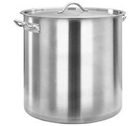 vidaXL Stainless Steel Stock Pot - Large Capacity 98 L Kitchen Cookware, Silver Color, Ideal for Soups, Stews and Sauces
