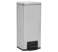 vidaXL Stainless Steel Trash Bin-Silver, Hands-Free Pedal Dustbin, Large Capacity 30L, Easy Clean with Removable Inner Bucket