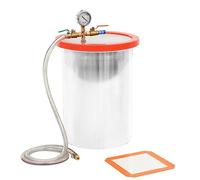vidaXL Stainless Steel Vacuum Chamber - 22.7L Capacity, Heavy-Duty Design for Degassing, Durable, Leak-Resistant with Transparent Acrylic Lid and High-Pressure Resistant Hose