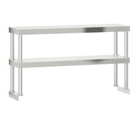 vidaXL Work Table Overshelf 2-Tier 110x30x65 cm Stainless Steel