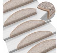 vidaXL Stair Mats 10 pcs 56x17x3 cm Light Brown Half Round